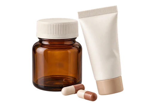 Pills and pain relief cream
