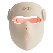 Beige LED face mask with 'Luscent' branding on a transparent background
