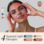 Woman with a device on her face showing targeted light therapies