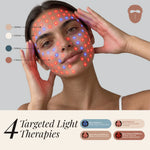 Woman with a device on her face showing targeted light therapies