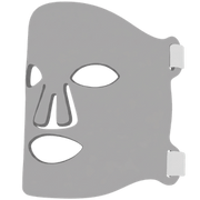 Gray face mask with cut-out design on a white background