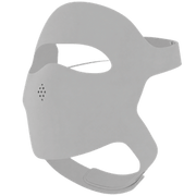 Gray face mask with a brand logo on a transparent background