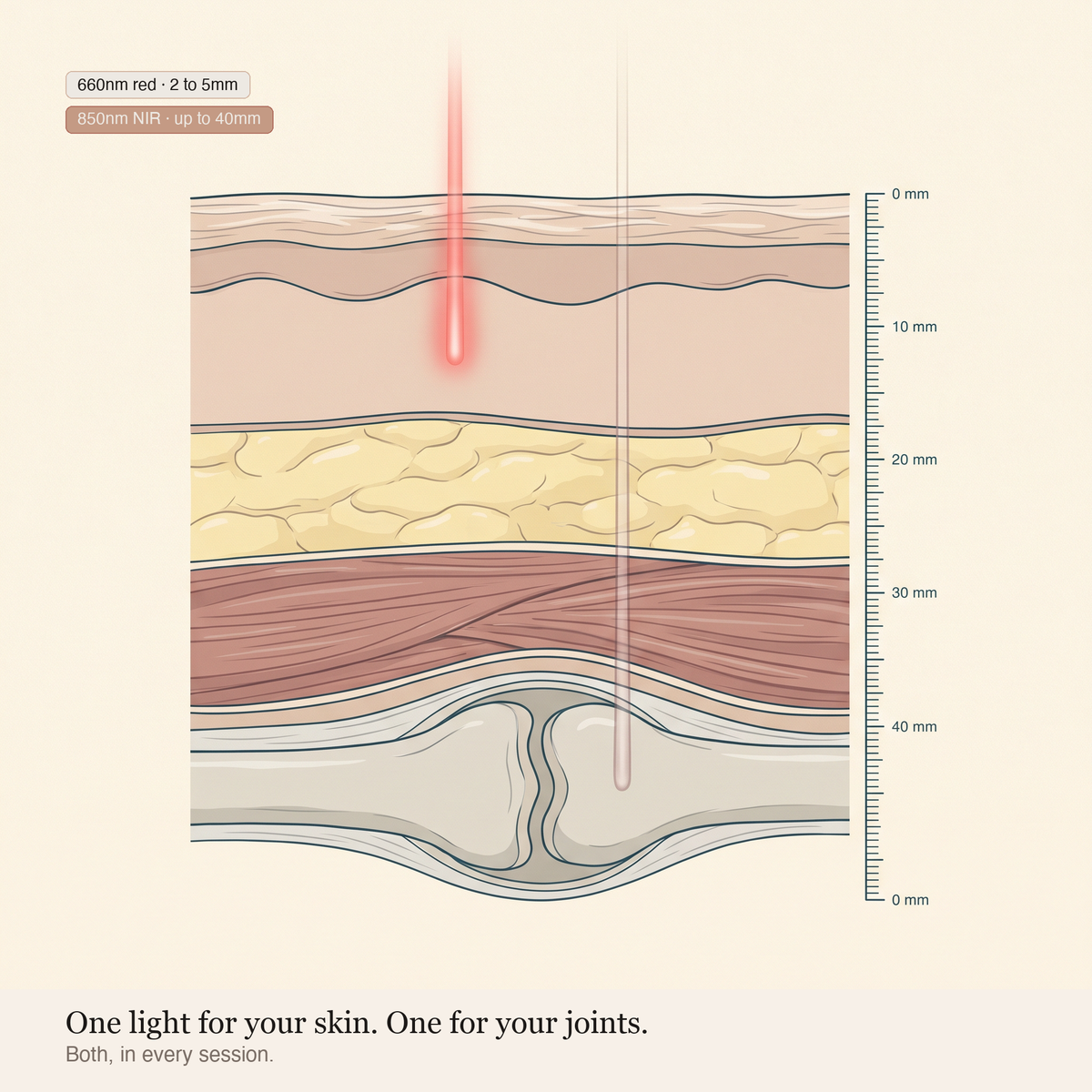 660nm and 850nm light depth cross-section
